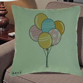 Perna Decorativa Baloane Petrecere, 40x40 cm, Verde, Husa Detasabila, Perna Inclusa, BEKZ®