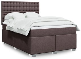 vidaXL Pat box spring cu saltea, maro închis, 160x200 cm, textil