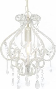 vidaXL Candelabru cu mărgele, alb, rotund, E14