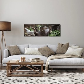 Tablou - Ceainic cu rozmarin (cu ceas) (90x30 cm)