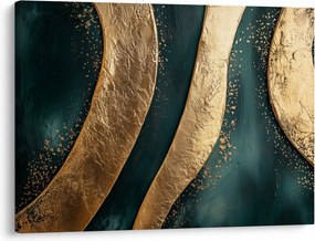 Tablou - Abstracție verde cu auriu I. (70x50 cm)