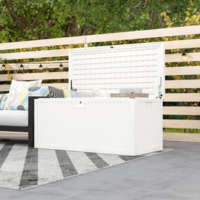 Outsunny Cufăr de Exterior de 140L Impermeabil cu Design Canelat și 2 Pistoane cu Gaz, 140x68x68 cm, Alb | Aosom Romania