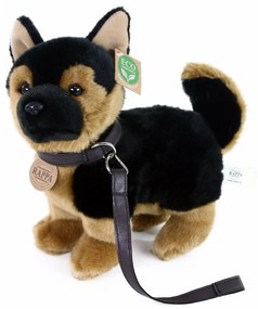 Jucărie de pluș Rappa Câine ciobănesc german cu lesă, 23 cm ECO-FRIENDLY
