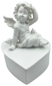 Figurina Inger cu caseta bijuterii, Angelo, Alb, 7cm