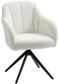 HOMCOM Scaun de salon pivotant captusit confortabil picior de otel si material polar alb | Aosom Romania