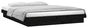 820011 vidaXL Cadru de pat cu LED mic dublu 4FT, negru, 120x190cm, lemn masiv
