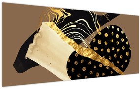 Tablou - Abstracție maro auriu N⁰1 (120x50 cm)