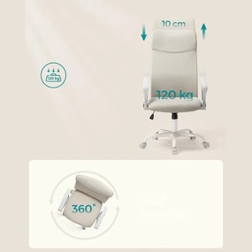 Scaun de birou DINA, max. 120 kg, bej/alb SongmicsHome