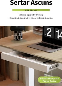 RESIGILAT- Birou Electric Reglabil pe Înălțime cu Sertar Ascuns, Încărcare Wireless & USB, Senzor de siguranță, 120x60, Negru