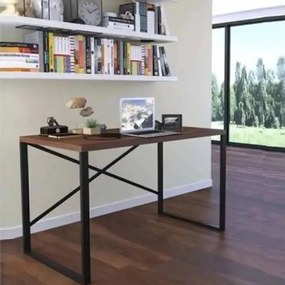 Birou pc pentru birou, model x1,culoare nuc si negru,90 cm