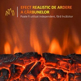 Șemineu Electric Încorporabil sau de Podea 1000-2000W, din Plastic și Metal, Auriu, 48x19x59cm HOMCOM | Aosom RO