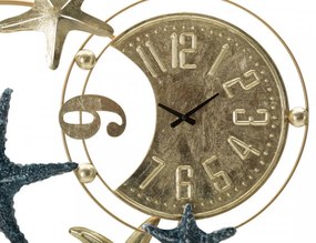 Ceas de perete albastru / auriu din metal, 91 x 5,1 x 66,3 cm, Sea Star Mauro Ferreti