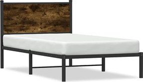 vidaXL Cadru pat metalic fără saltea, stejar fumuriu, 100x200 cm