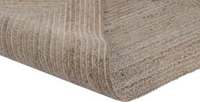 Covor din lână și iută împletit manual, maro natural, 120 x 180 cm, 2200 GSM, „Wool Jute Carpet Natural"