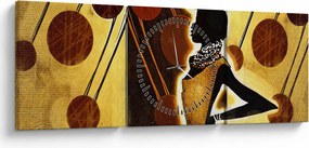 Tablou cu pictură artistică străveche (cu ceas) (90x30 cm)