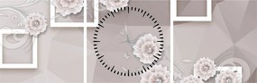 Tablou - Imagine flori bej (cu ceas) (90x30 cm)