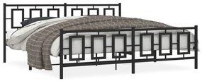 374266 vidaXL Cadru pat metalic cu tăblii de cap/picioare, negru, 200x200 cm