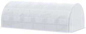 Outsunny Seră de grădină 18 m², cu ușă și pereți laterali, 12 ferestre, structură din oțel PE, Anti-UV, 6L x 3l x 2H m, alb | Aosom Romania