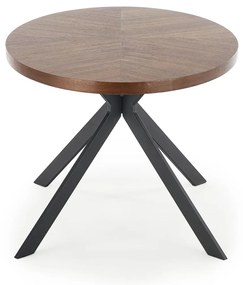 Masa de sufragerie ovala neagra LOCARNO cu decor de nuc, 170x90 cm