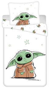 Lenjerie de pat pentru copii din bumbac pentru pat de o persoană 140x200 cm Star Wars Baby Yoda – Jerry Fabrics