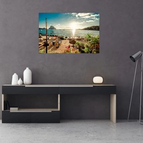 Tablou - Plajă cu oameni (90x60 cm)