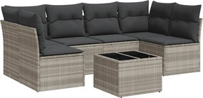 vidaXL Set canapele de grădină cu perne, 7piese gri deschis poliratan