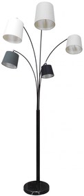 Lampadar din metal/tesatura 213 cm alb/gri/negru, 2 becuri