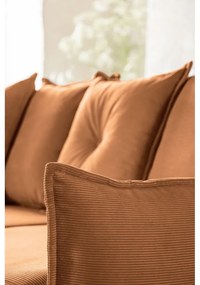 Colțar cărămiziu extensibil cu tapițerie din catifea reiată (colț stânga) Lazy Lukka – Miuform