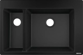 Chiuveta compozit Hansgrohe S51 SilicaTec negru grafit 77x51 cm 2 cuve
