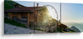 Tablou - Dimineața în Alpi Tirol (cu ceas) (90x30 cm)