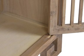 Bufet rustic în stil oriental, din lemn de ulm reciclat, natur, cu 2 uși cu grilaj, 3 sertare și raft deschis, 80 x 170 x 40 cm, „Largentière”