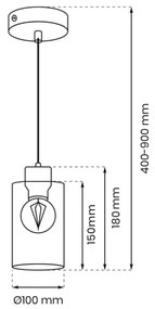 Lustră pe cablu MADERA 1xE27/60W/230V albă/lemn