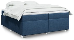 vidaXL Pat box spring cu saltea, albastru, 200x200 cm, textil