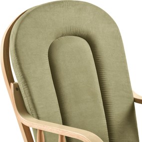 Scaun balansoar cu suport pentru picioare, natural/verde, DALBERT