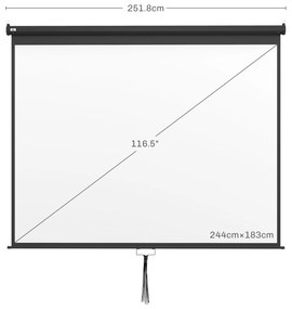 HOMCOM Ecran pentru Proiector 120 Inch Format 16:9/4:3 Reglabil, Ecran de Proiecție Compact, 244x183 cm, Negru | Aosom Romania
