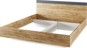 Pat dublu, 160x200, stejar artisan/grafit, GABRIELA