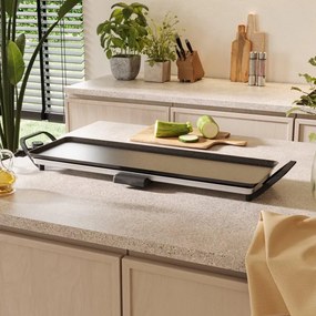 Grătar teppanyaki Swiss Haus Basel Premium SH-TP70, 1800 W, 70 × 23 cm, acoperire ceramică, termostat, tavă pentru grăsime, fără BPA și PFAS, negru