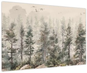 Tablou - Pădurea de pini I., aquarel (90x60 cm)