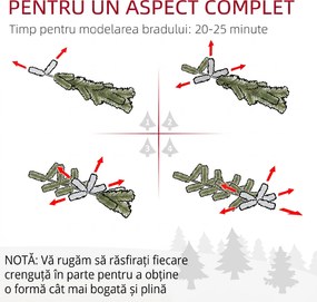 HOMCOM Brad de Crăciun Înzăpezit cu Trei Secțiuni, 490 de Crengi din Metal și Plastic, 54x54x210 cm, Verde | Aosom Romania
