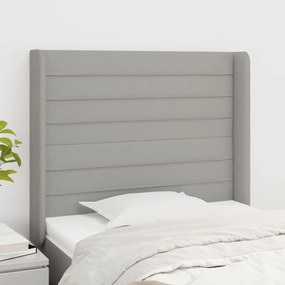 vidaXL Tăblie de pat cu aripioare gri deschis 83x16x118/128 cm textil
