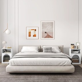 HOMCOM Set de 2 mese de noapte, masă de noapte cu compartimente deschise, design arcuit, 40 x 30 x 60 cm, alb | Aosom Romania