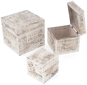 Set de cutii vintage din lemn, albe