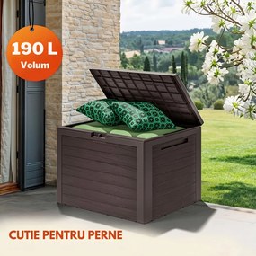 Cutie de depozitare WOODEBOX, 190L, 78x44x55cm, maro închis Prosperplast