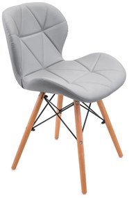 Scaune de sufragerie 4buc din piele, Light Grey