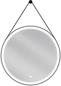 Mexen Reni oglindă de baie iluminată, rotundă 70 cm, LED 6000K, anti-aburire, ramă neagră - 9812-070-070-611-70