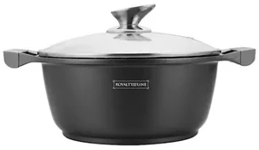 Oală marmorată antiaderentă 20 cm cu capac, 2.5L – Royalty Line BS20M, cu sticlă termorezistentă