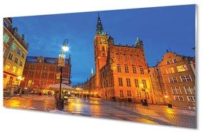 Tablouri pe sticlă Biserica de noapte Gdańsk Old Town