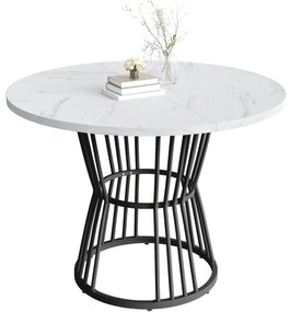 Masă rotundă modernă pentru dining, Alb+Negru | Aosom Romania