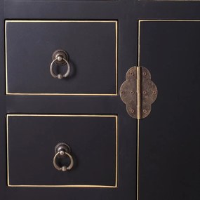 Comodă neagră înaltă 73x90 cm Oriente – Ixia