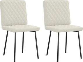 vidaXL Scaune de bucătărie, 2 buc., crem, catifea